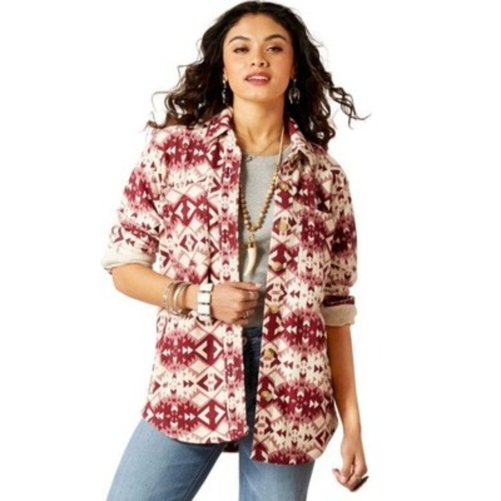 Ariat Womens Fillmore Shirt Jacket Aztec Southwest print size medium Shacket ￼